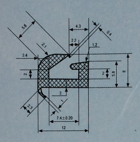 汽車門窗密封膠條斷面圖